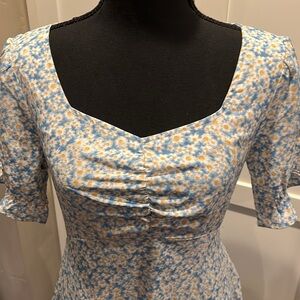 NWT Allegra K Blue and White Floral Midi Dress
